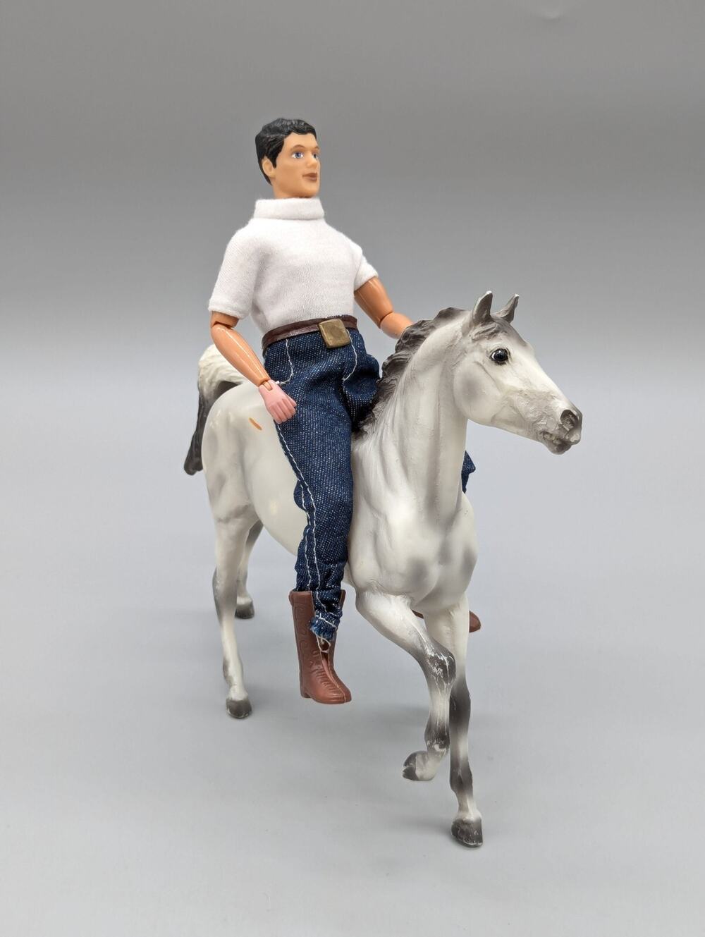 Breyer Molding Co Vintage White Gray Alabaster Prancing Stallion Horse & Rider